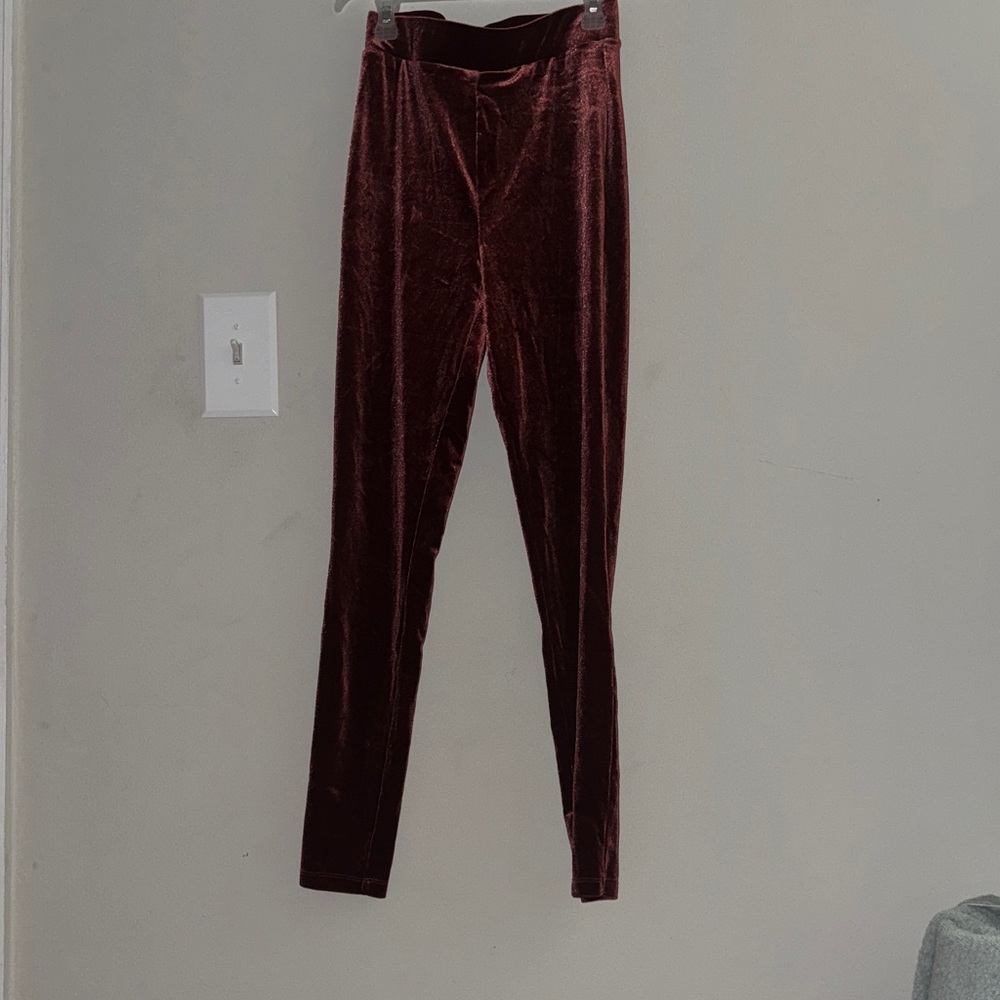 Forever 21 Deep Red Velvet Skinny Pants
